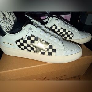 White and Black Checkered Vintage Havana Sneakers